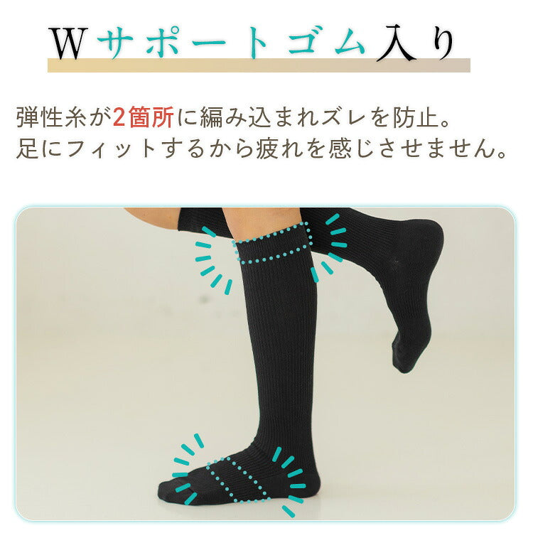 黒のスクールソックスのゴム編み込み位置の図