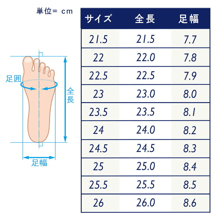 合皮ローファーのサイズ表