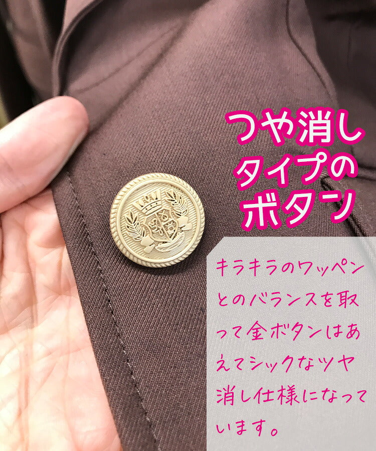 卒服3点セットのブレザーのつや消しボタンのアップ