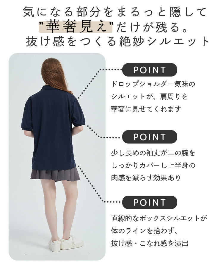 ボックスシルエットのポロシャツの特長の図