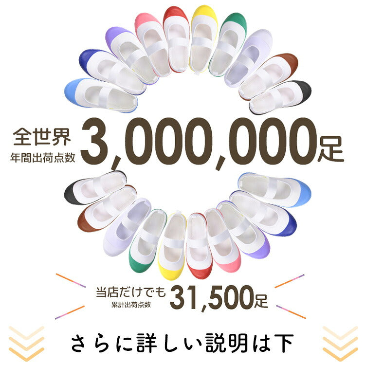 キャンバス上履きの色違いの並び