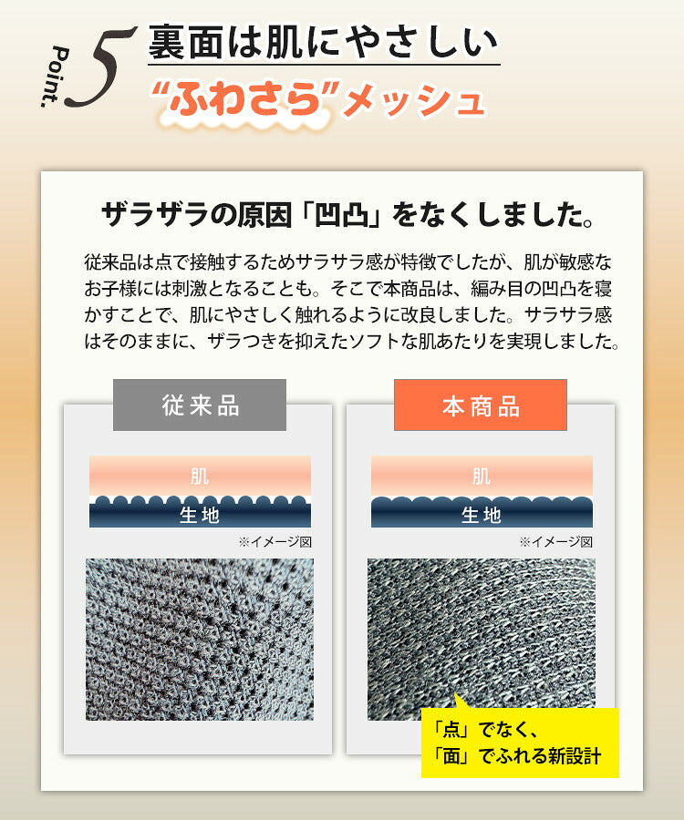体操服 クォーターパンツの裏面メッシュの特長の図